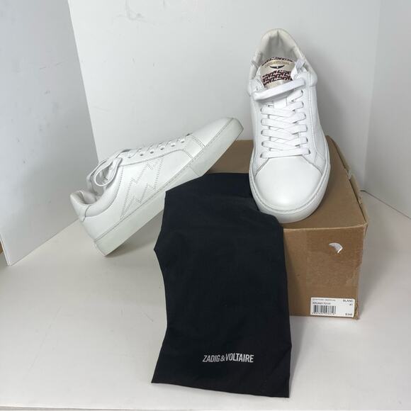 Zadig and Voltaire Low Top Flash Trainers Lighting Bolt Sneakers Unisex - Picture 2 of 16